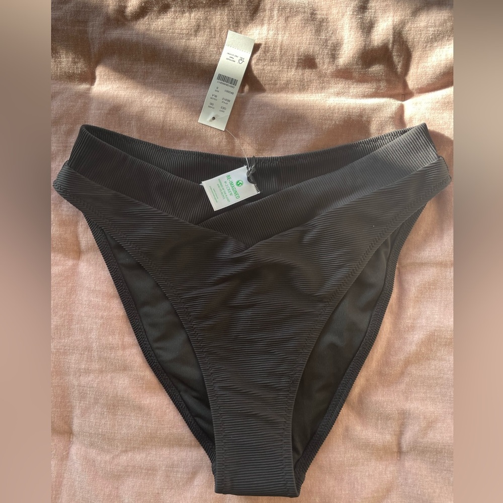 Black Ribbed Bikini Bottoms